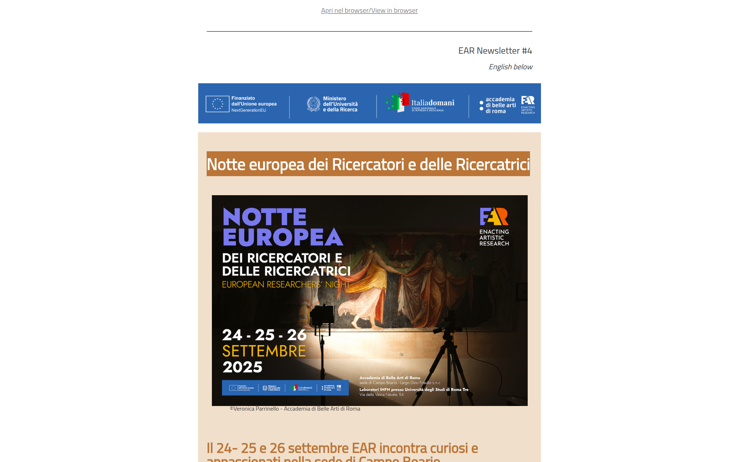 EAR Newsletter #4 - European Researchers' Night